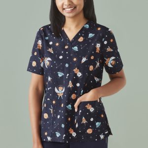 space-party-womens-scrub-top